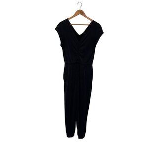 Express Black V-Neck Ruched Front Elastic Waistband Women's Jumpsuit Size S